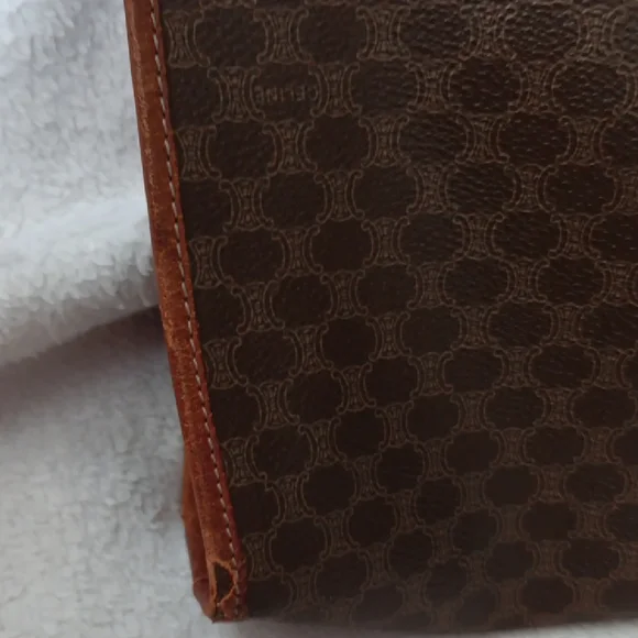 Celine Brown Toiletry Bag with Leather Trim - Picture 6 of 14